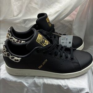 Adidas Stan Smith Black Gold and Leopard Sneakers Limited Edition
